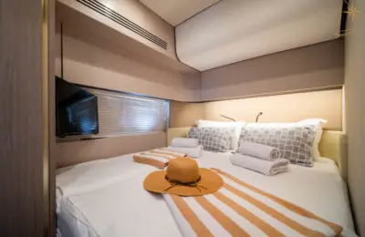 Cabin on Illyrius, a Azimut 55 Fly yacht at Grad Trogir, Croatia
