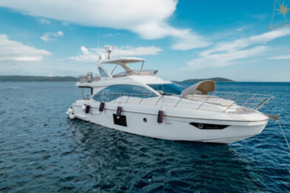 Exterior view of Illyrius, a Azimut 55 Fly yacht at Grad Trogir, Croatia