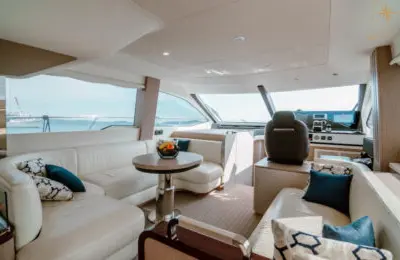 Salon of Illyrius, a Azimut 55 Fly yacht at Grad Trogir, Croatia