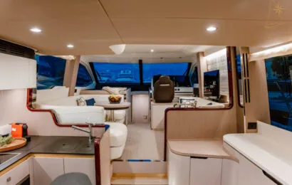 Salon of Illyrius, a Azimut 55 Fly yacht at Grad Trogir, Croatia