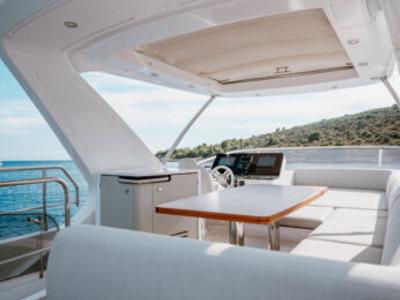Cockpit of Illyrius, a Azimut 55 Fly yacht at Grad Trogir, Croatia