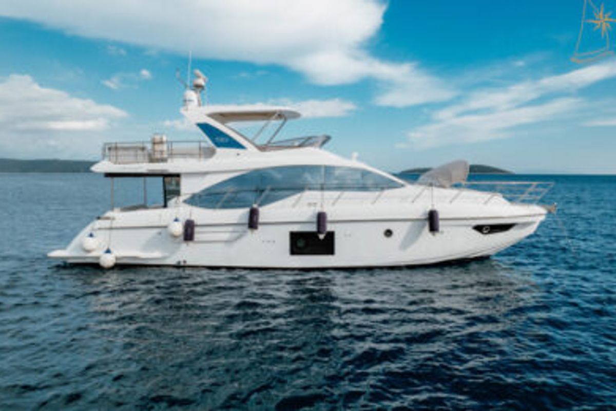 Exterior view of Illyrius, a Azimut 55 Fly yacht at Grad Trogir, Croatia