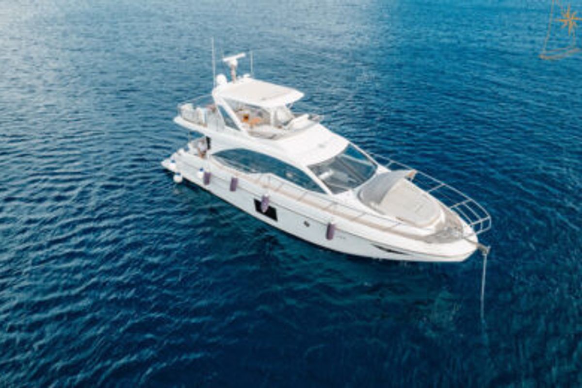 Exterior view of Illyrius, a Azimut 55 Fly yacht at Grad Trogir, Croatia