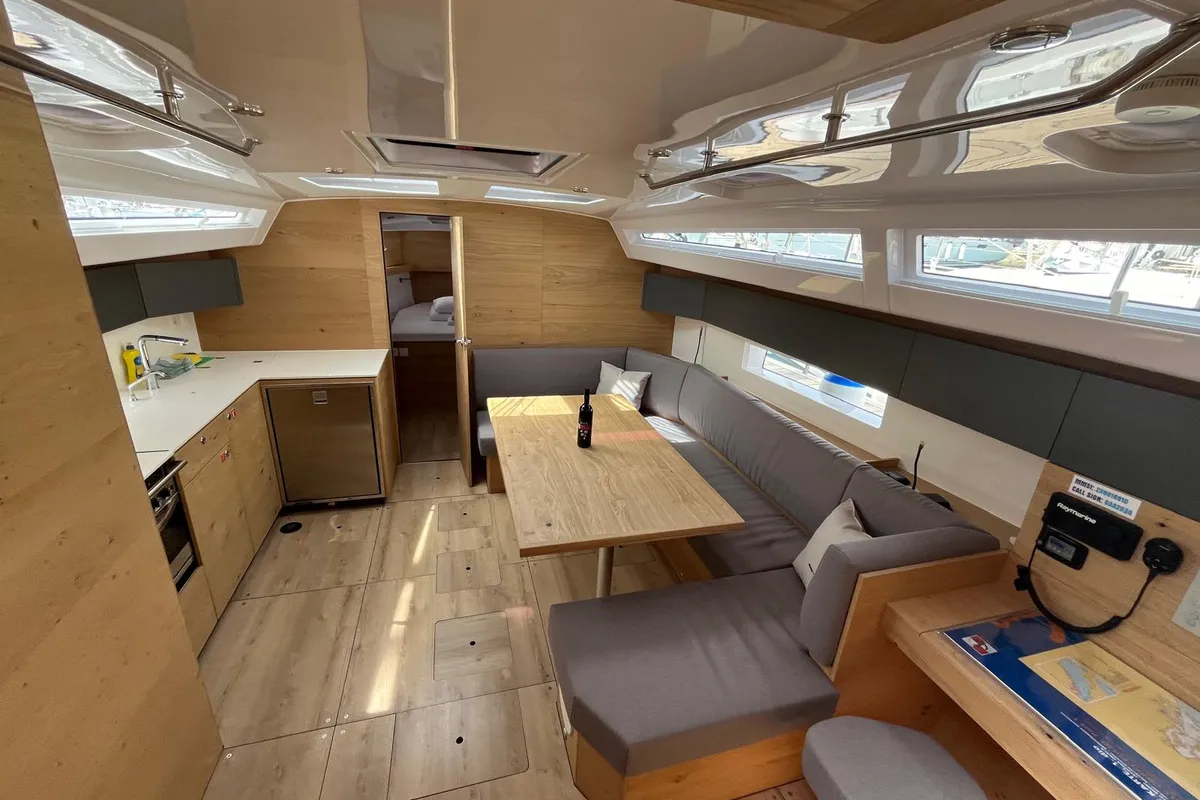 Salon of Ollie, a Elan Impression 45 sailboat at Primošten, Croatia