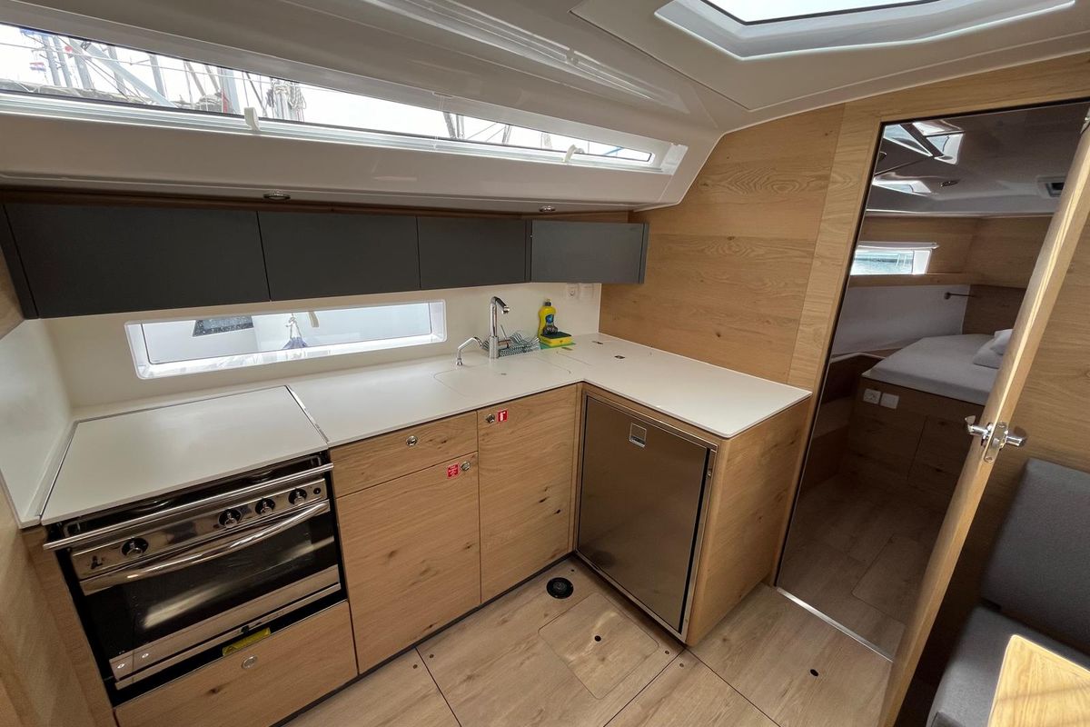 Galley of Ollie, a Elan Impression 45 sailboat at Primošten, Croatia