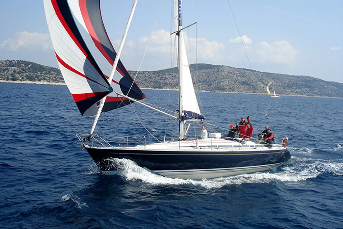 Exterior view of Skalice, a Cantiere Del Pardo (Grand Soleil) Grand Soleil 43 sailboat at Grad Šibenik, Croatia