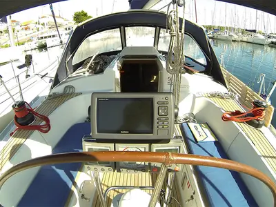 Cockpit of Skalice, a Cantiere Del Pardo (Grand Soleil) Grand Soleil 43 sailboat at Grad Šibenik, Croatia