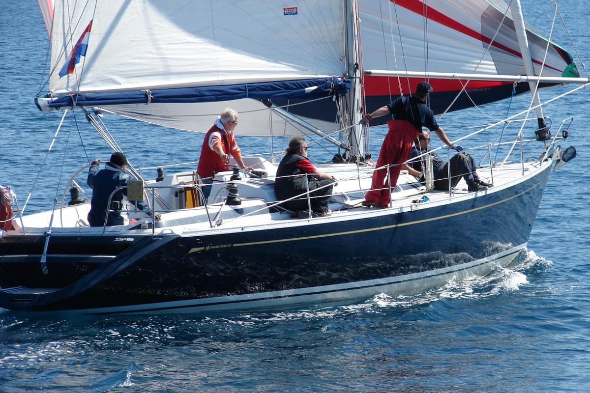 Exterior view of Skalice, a Cantiere Del Pardo (Grand Soleil) Grand Soleil 43 sailboat at Grad Šibenik, Croatia