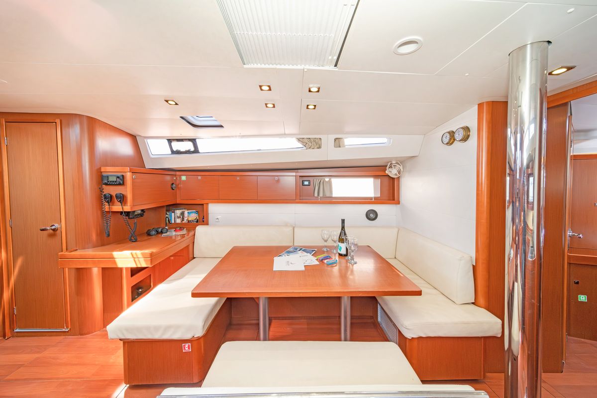 Salon of Jimmy's, a Beneteau Oceanis 48 sailboat at Athens, Greece