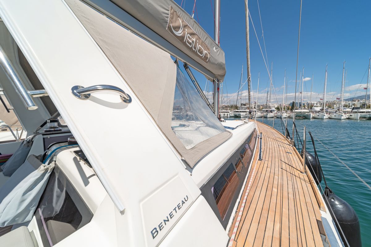 Deck of Jimmy's, a Beneteau Oceanis 48 sailboat at Athens, Greece
