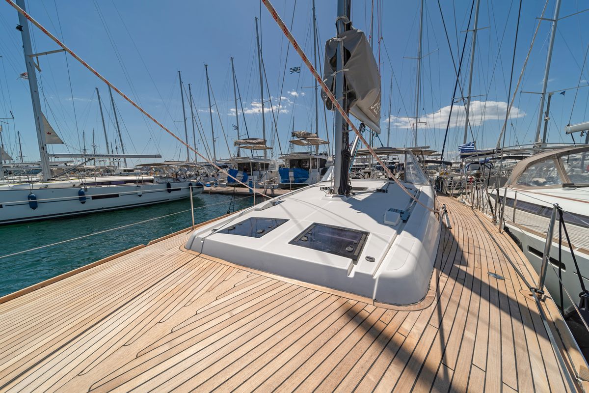 Deck of Jimmy's, a Beneteau Oceanis 48 sailboat at Athens, Greece