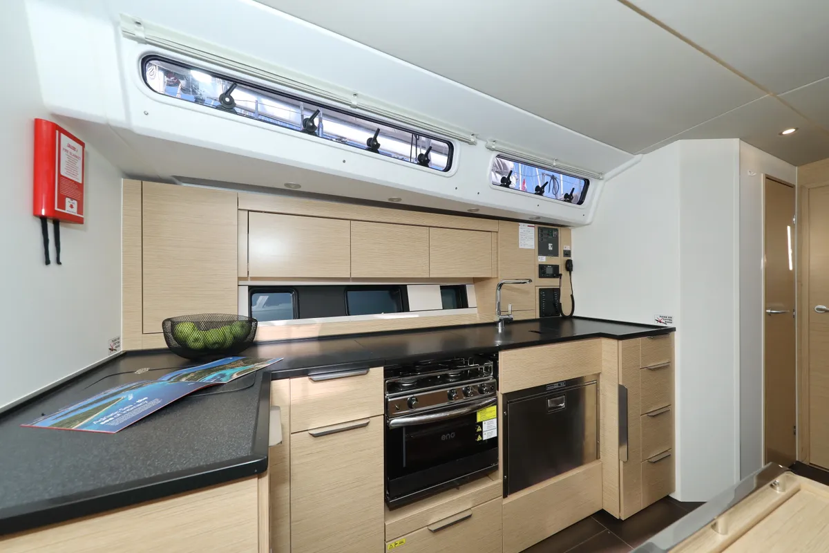 Galley of Aventura, a Hanse Yachts Hanse 460 sailboat at Dubrovnik, Croatia