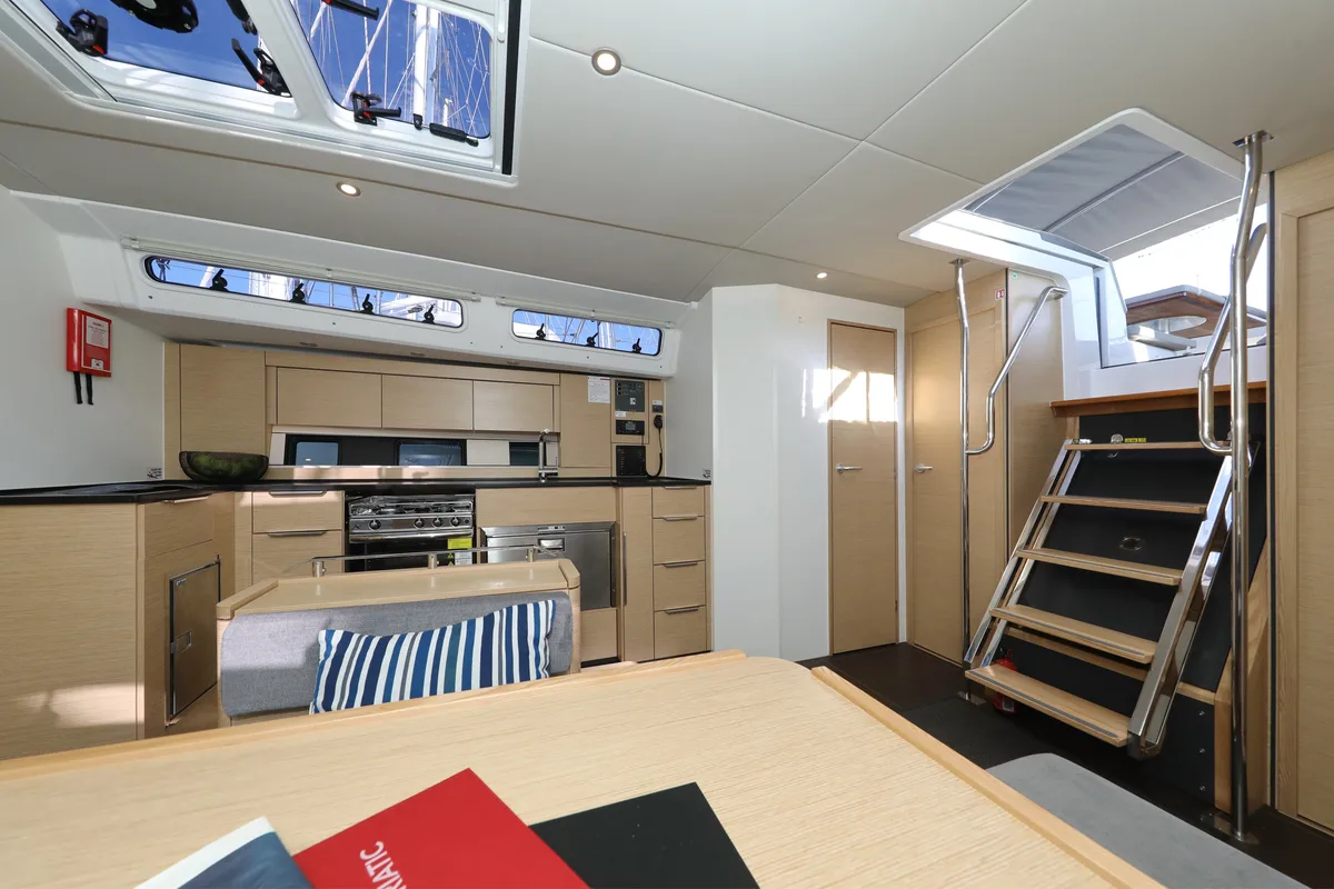 Salon of Aventura, a Hanse Yachts Hanse 460 sailboat at Dubrovnik, Croatia