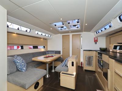 Salon of Aventura, a Hanse Yachts Hanse 460 sailboat at Dubrovnik, Croatia