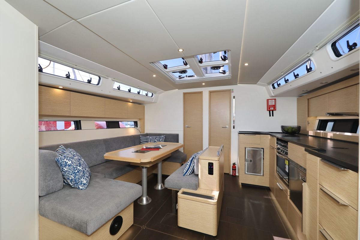 Salon of Aventura, a Hanse Yachts Hanse 460 sailboat at Dubrovnik, Croatia