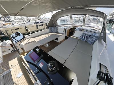 Cockpit of Aventura, a Hanse Yachts Hanse 460 sailboat at Dubrovnik, Croatia