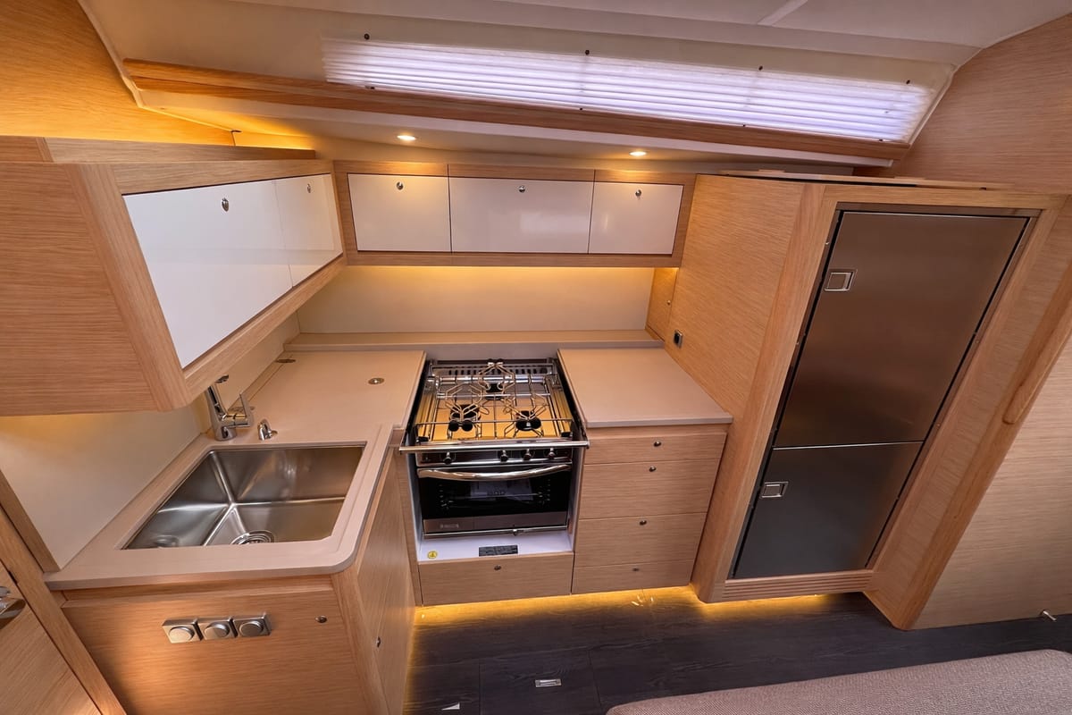 Galley of Réhoboam, a Dufour 470 sailboat at Salerno, Italy