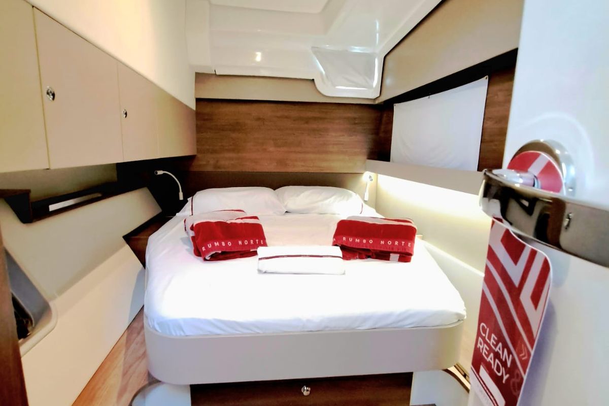 Cabin on FONTANA, a Bali Catspace catamaran at Sant Antoni de Portmany, Spain