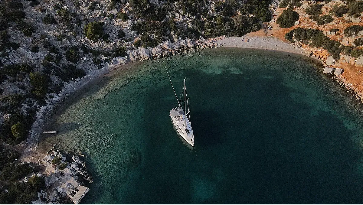 Exterior view of Kassandra, a Bavaria Cruiser 46 sailboat at Athens, Greece