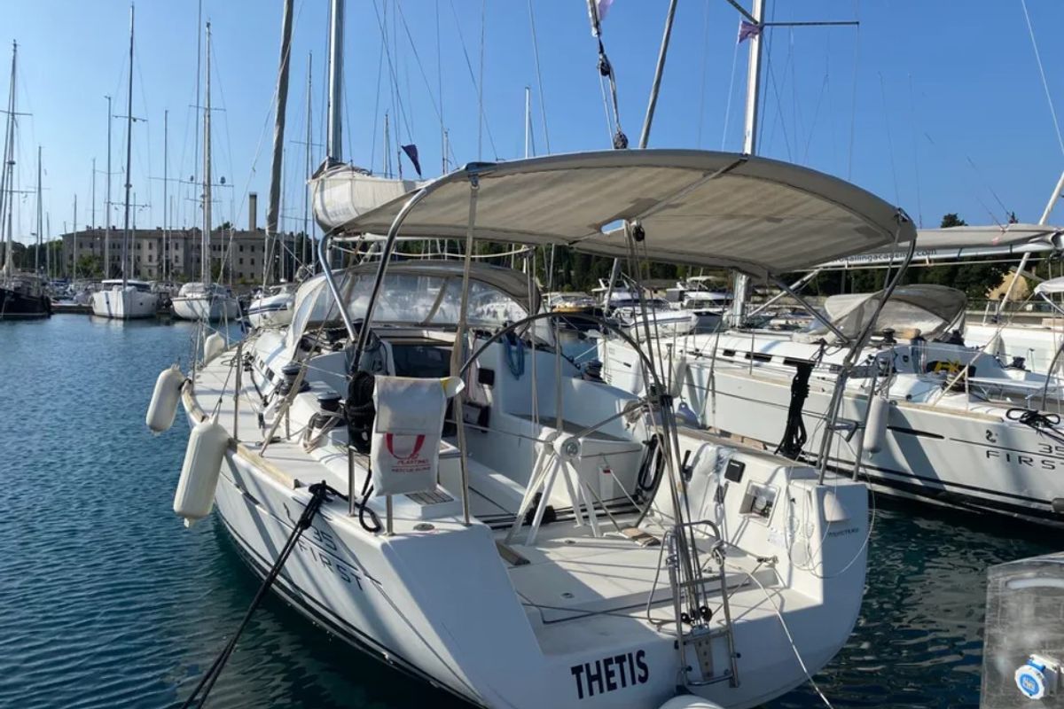 Exterior view of THETIS, a Beneteau First 35 sailboat at Grad Pula, Croatia