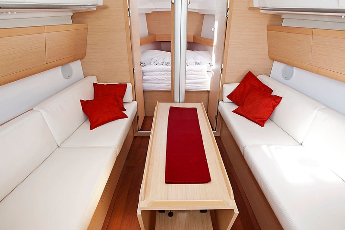 Salon of THETIS, a Beneteau First 35 sailboat at Grad Pula, Croatia