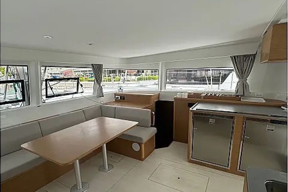 Salon of Princess Rita, a Excess 14 catamaran at Seget Donji, Croatia
