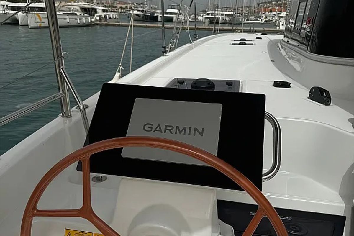 Cockpit of Princess Rita, a Excess 14 catamaran at Seget Donji, Croatia