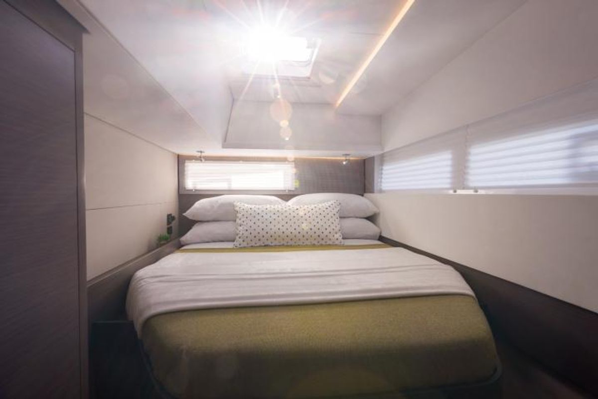 Cabin on SEAMANTA, a Leopard 45 catamaran at Azam Marina, Tanzania