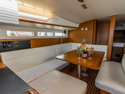 Salon of Maryalis, a Jeanneau Sun Odyssey 519 sailboat at Athens, Greece