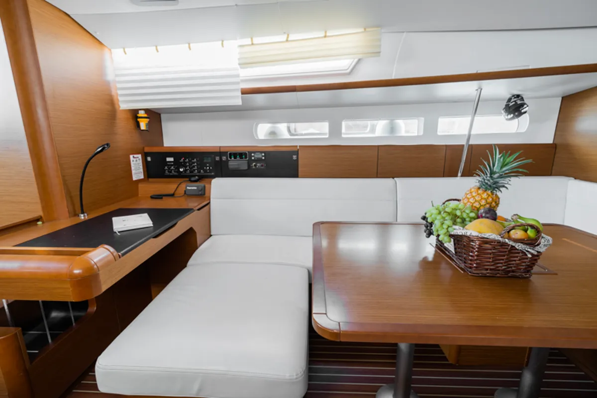 Galley of Maryalis, a Jeanneau Sun Odyssey 519 sailboat at Athens, Greece