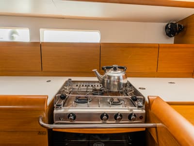 Galley of Maryalis, a Jeanneau Sun Odyssey 519 sailboat at Athens, Greece