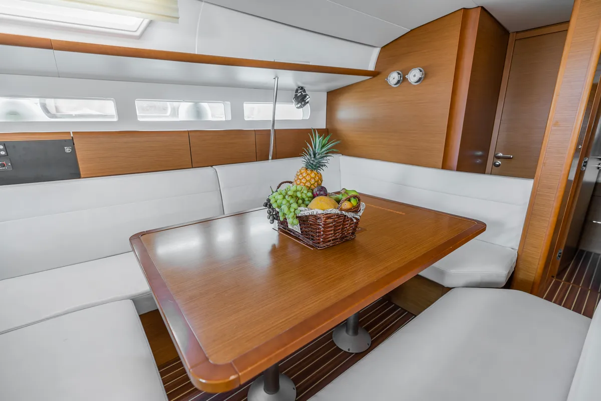 Salon of Maryalis, a Jeanneau Sun Odyssey 519 sailboat at Athens, Greece