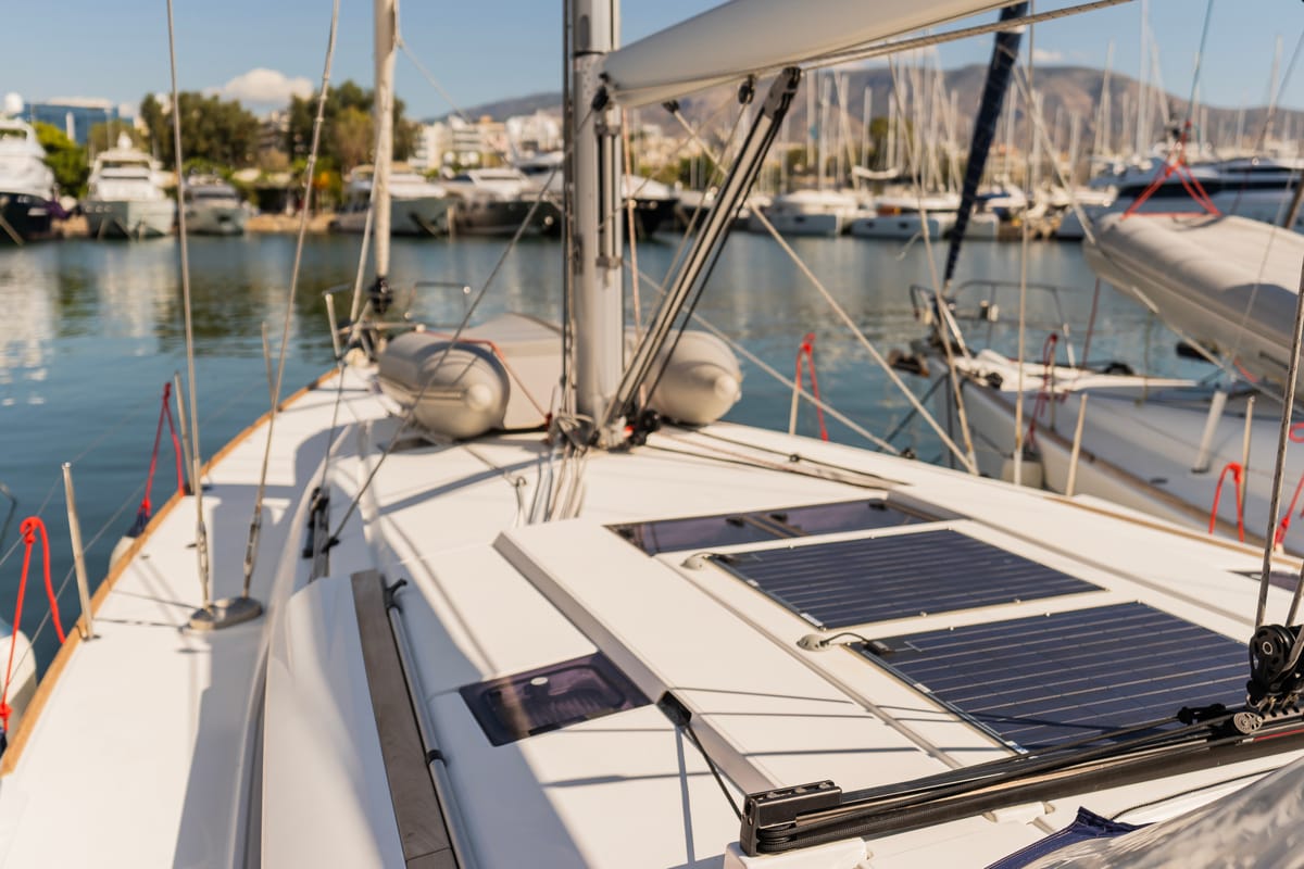 Exterior view of Maryalis, a Jeanneau Sun Odyssey 519 sailboat at Athens, Greece