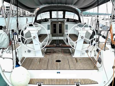 Cockpit of China Girl, a Bavaria Cruiser 41S sailboat at Pirovac, Croatia