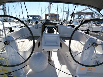 Cockpit of Mattina, a Bavaria Cruiser 37 sailboat at Municipal Unit of Lefkada, Greece
