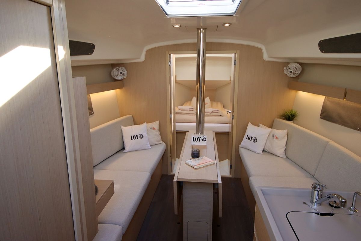Salon of Loy, a Beneteau Oceanis 34.1 sailboat at Općina Rogoznica, Croatia