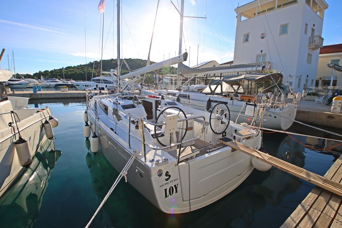 Exterior view of Loy, a Beneteau Oceanis 34.1 sailboat at Općina Rogoznica, Croatia
