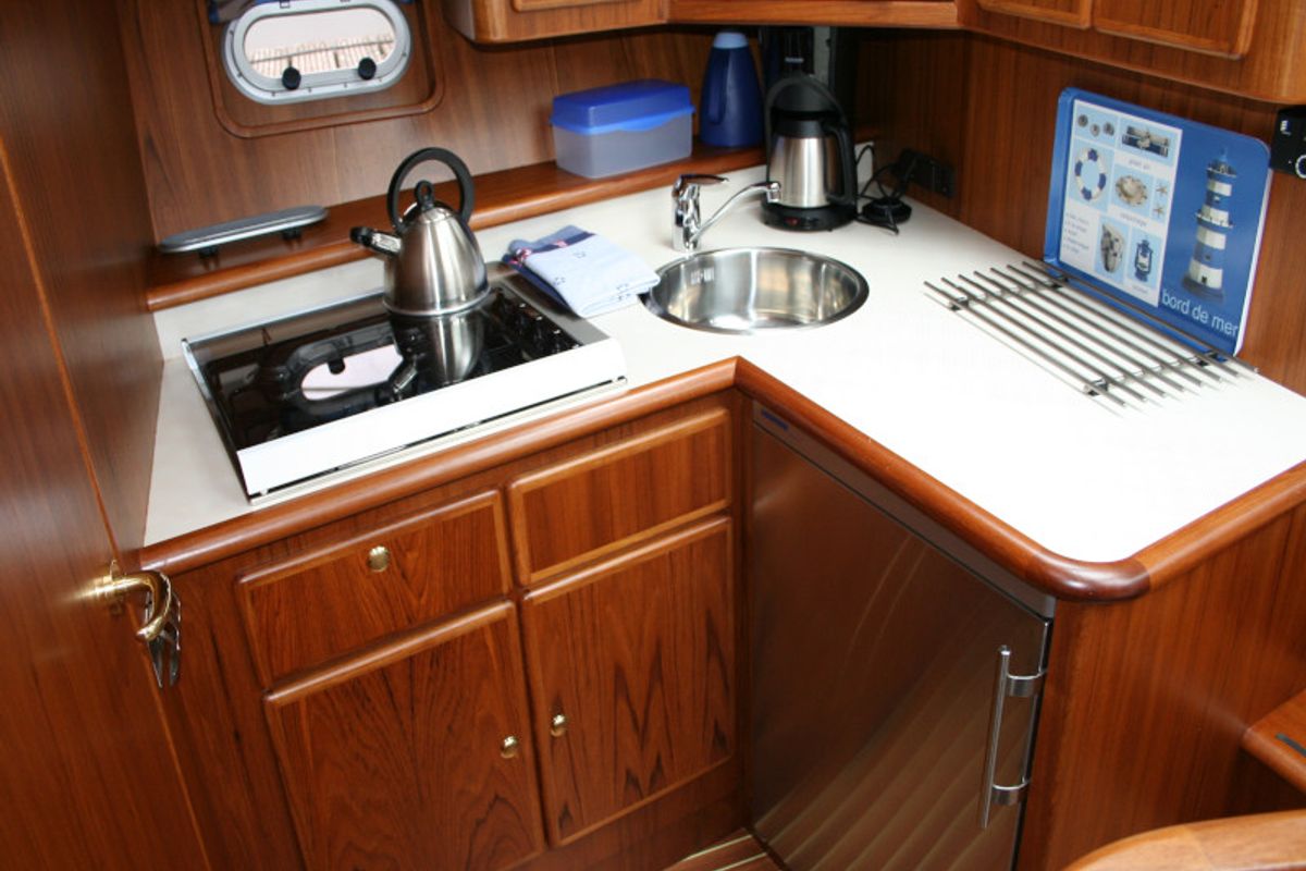 Cockpit of Evolution, a De Drait Reline 1260 motorboat at Drachten, Netherlands