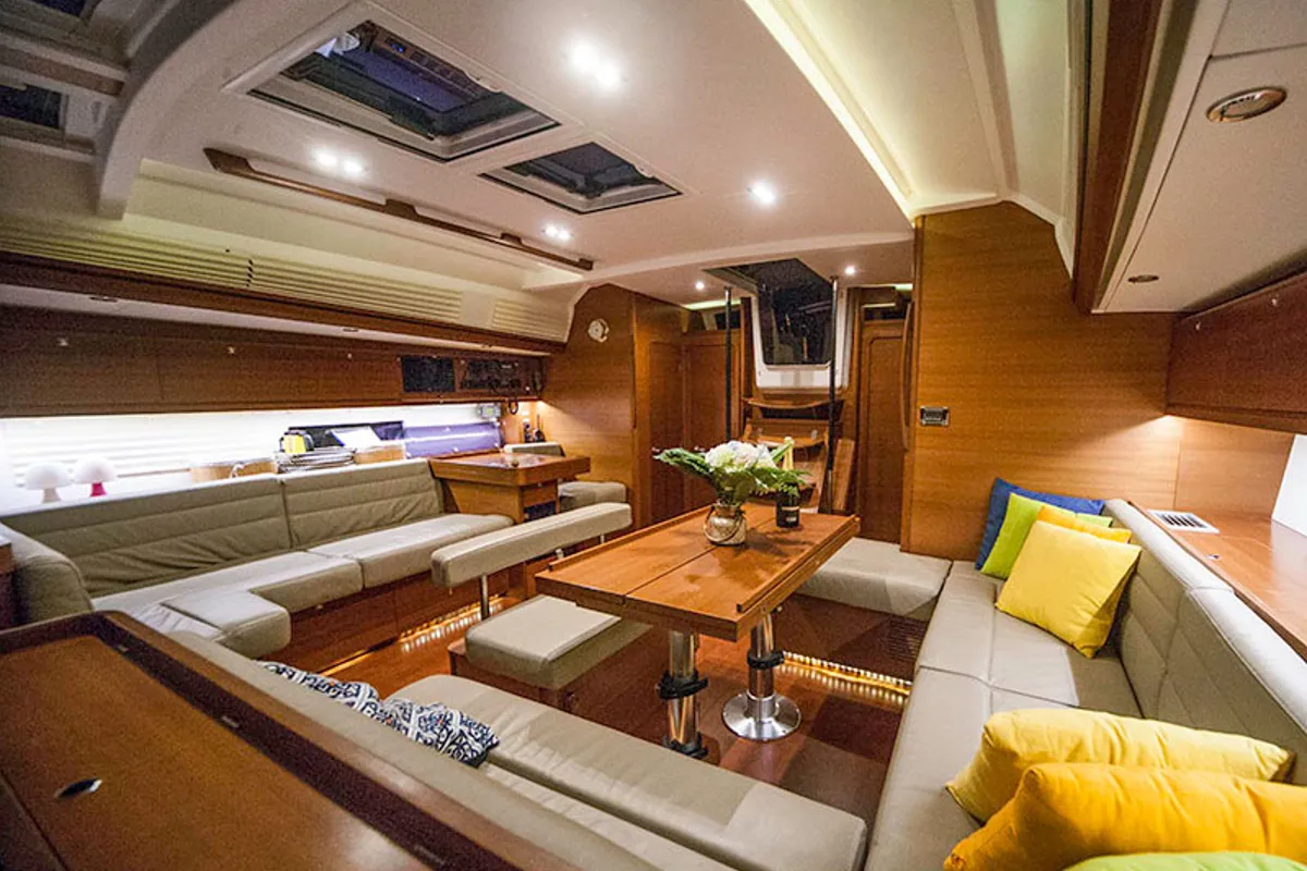 Salon of Kazka, a Dufour Exclusive 56 sailboat at Primošten, Croatia