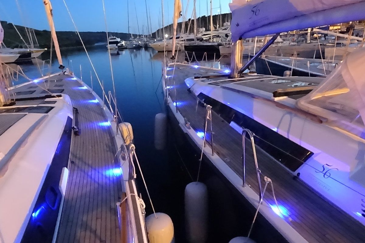 Deck of Kazka, a Dufour Exclusive 56 sailboat at Primošten, Croatia