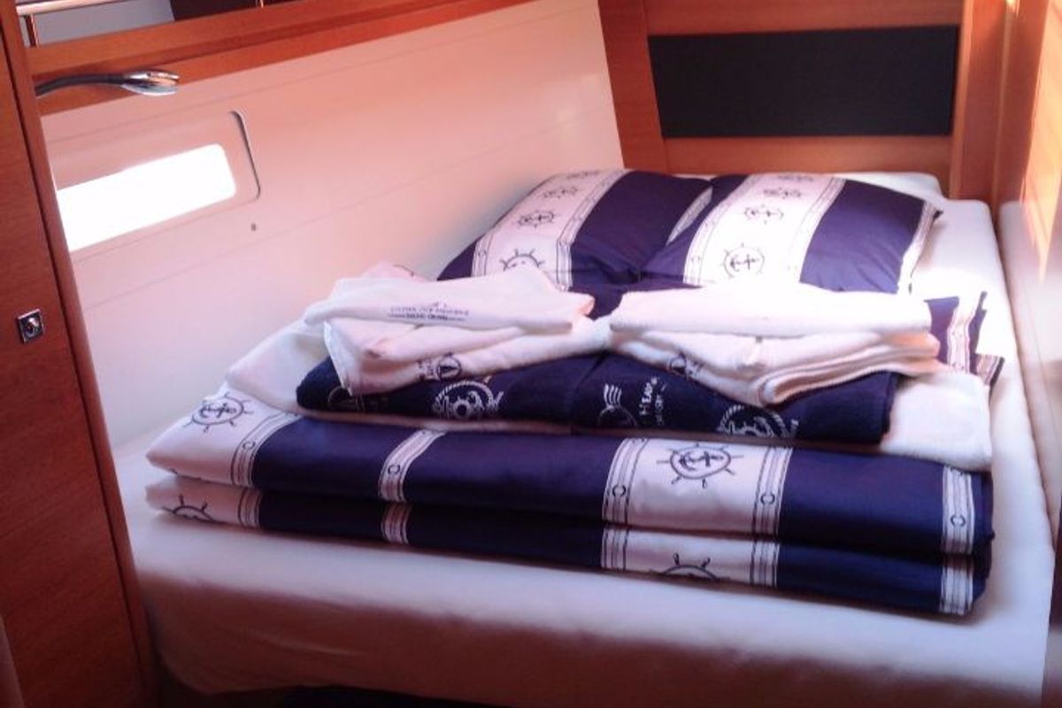 Cabin on Kazka, a Dufour Exclusive 56 sailboat at Primošten, Croatia