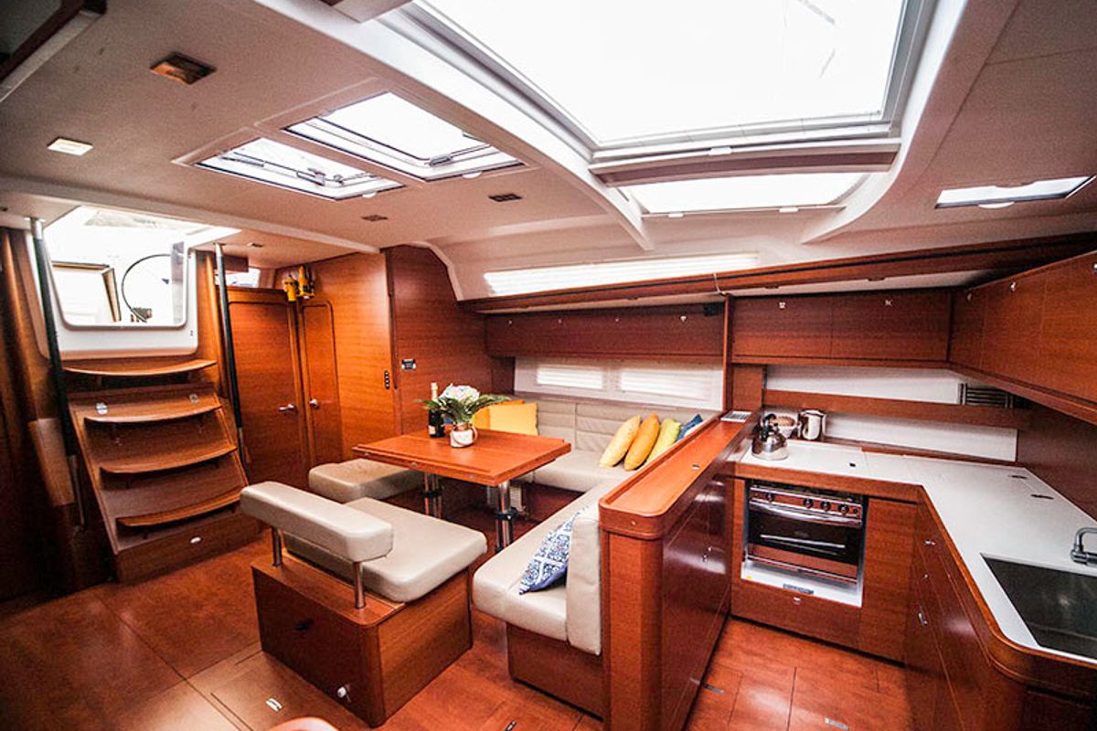 Salon of Kazka, a Dufour Exclusive 56 sailboat at Primošten, Croatia