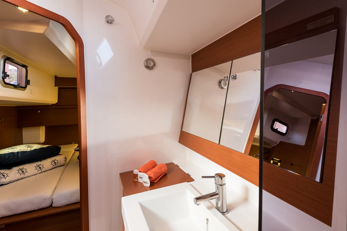 Head on Kazka, a Dufour Exclusive 56 sailboat at Primošten, Croatia