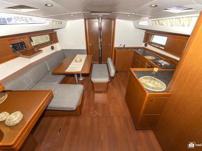 Galley of Anthea, a Beneteau Oceanis 48 sailboat at Puntone di Scarlino, Italy