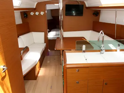 Salon of Tina, a Jeanneau Sun Odyssey 389 sailboat at Grad Pula, Croatia