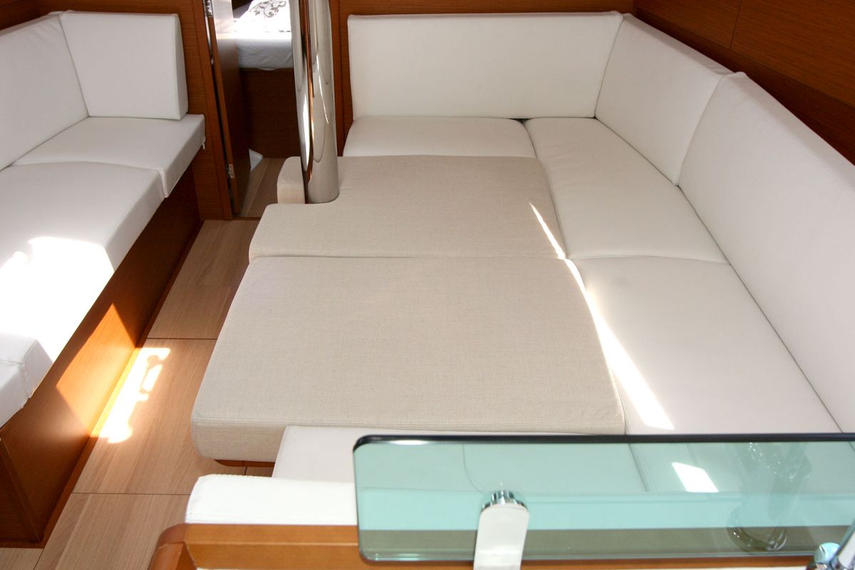 Salon of Tina, a Jeanneau Sun Odyssey 389 sailboat at Grad Pula, Croatia