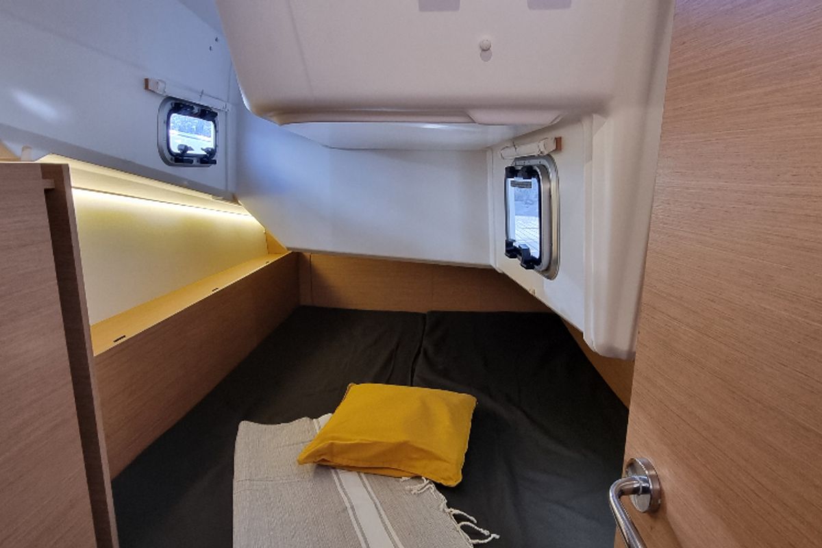 Cabin on Sunny, a Jeanneau Sun Odyssey 380 sailboat at Vallauris, France