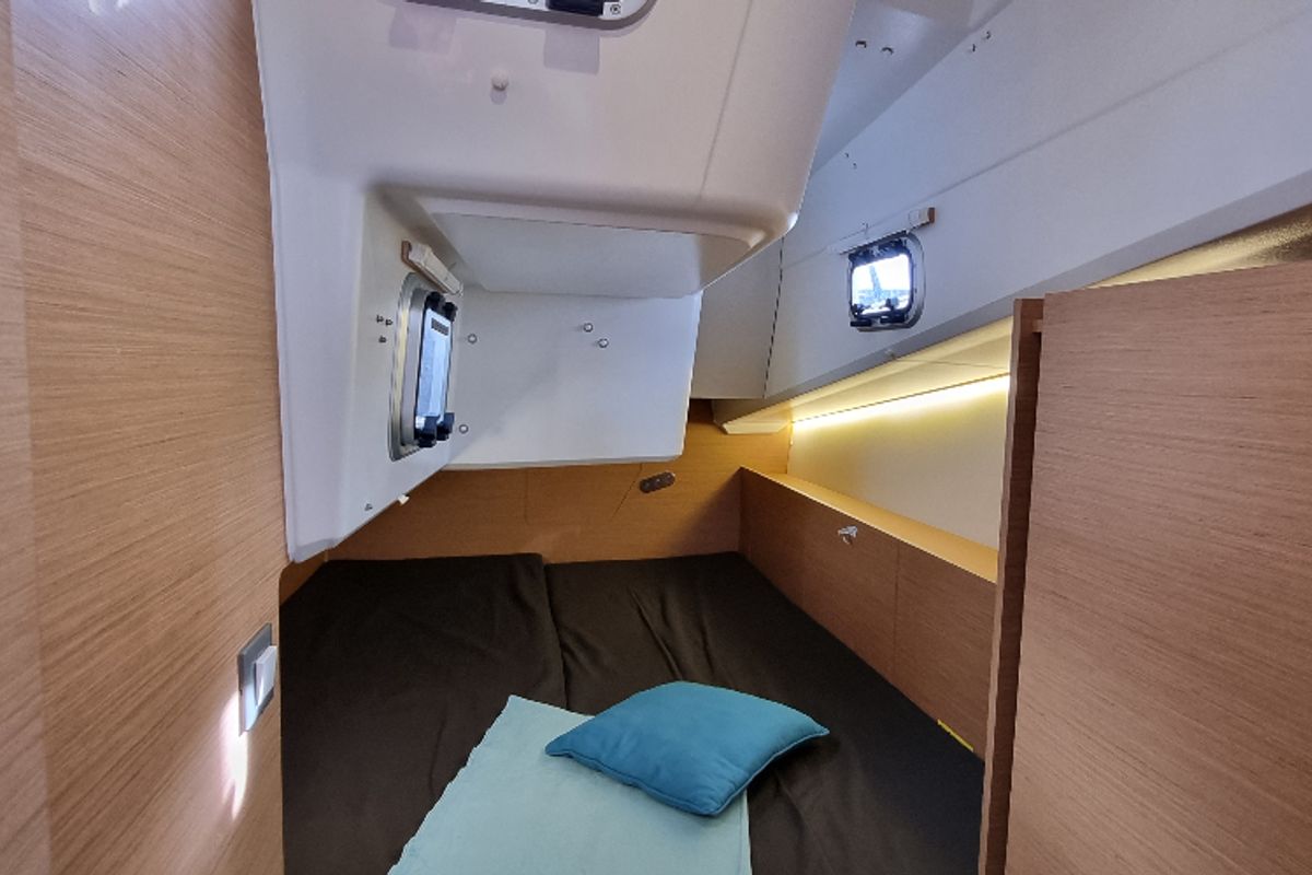 Cabin on Sunny, a Jeanneau Sun Odyssey 380 sailboat at Vallauris, France