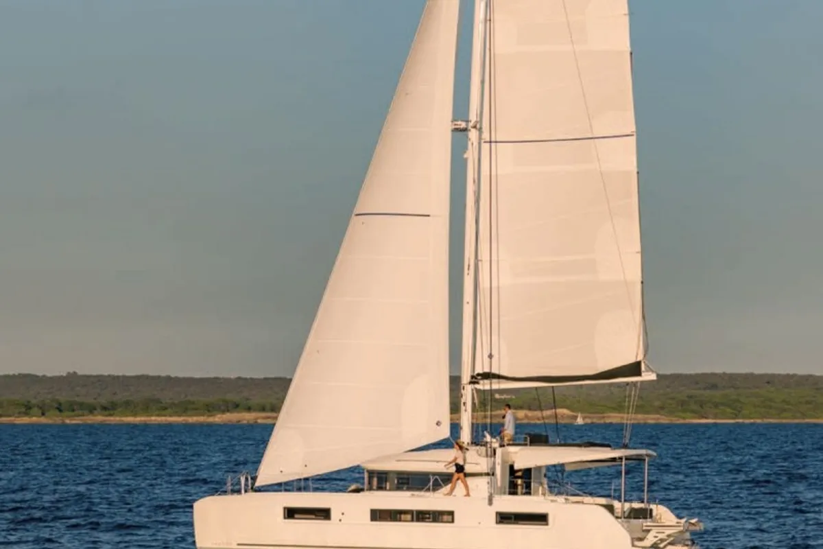Exterior view of Cabin O06 (RB), a Lagoon 50 catamaran at Eden Island Marina, Seychelles