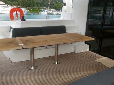 Deck of Cabin O06 (RB), a Lagoon 50 catamaran at Eden Island Marina, Seychelles